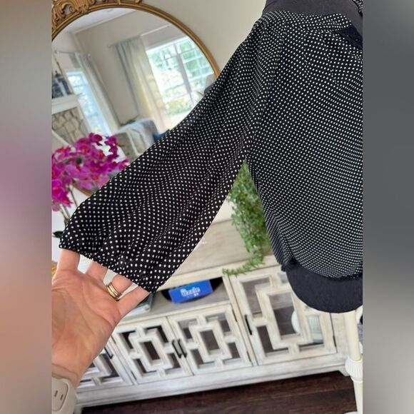 Black with white polkadot, My Michelle size medium blouse - Picture 2 of 4